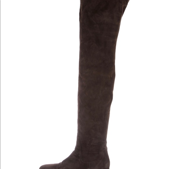 Authentic Prada Suede Brown Over the Knee Boots - Picture 3 of 11